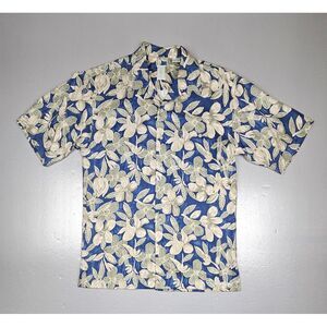 Bumka Bibas Button Up Shirt Mens Small. Hawaiian Floral Print Silk Short Sleeve.